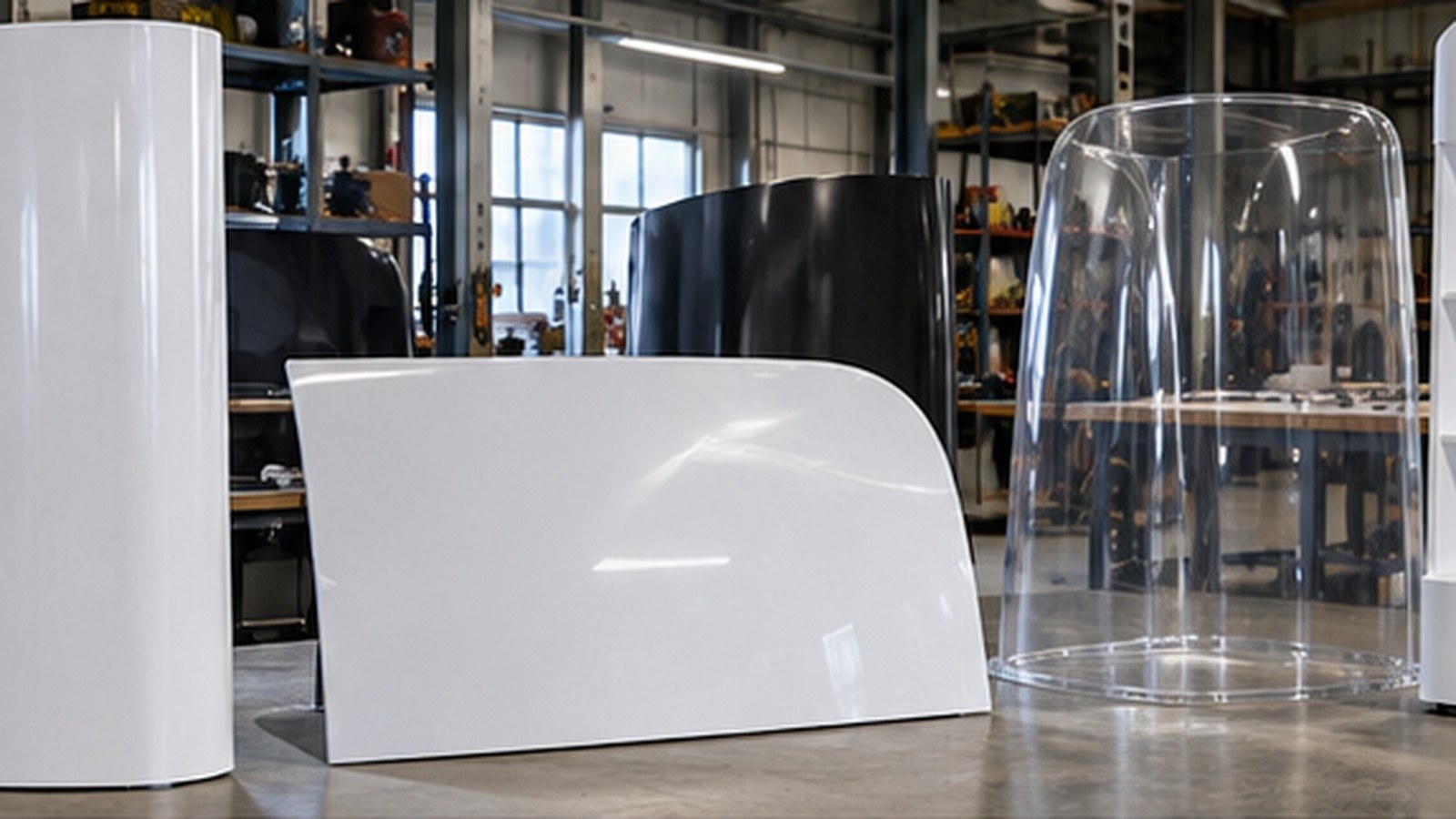 How Vacuum Forming Is Used in Signage, Displays, and Custom Fabrication shown as a realistic fabrication shop hero image.
