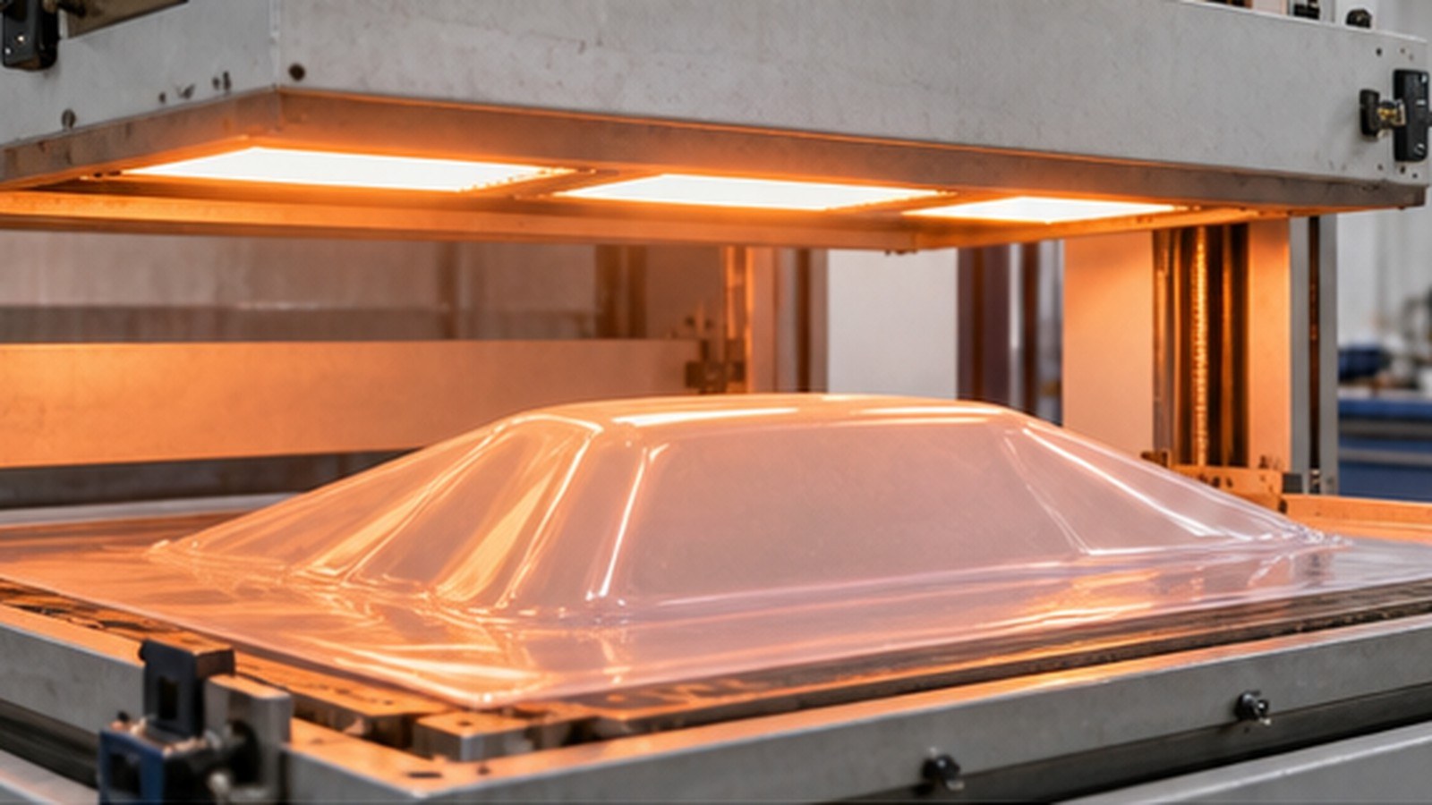 Vacuum Forming Explained shown as a realistic fabrication shop hero image.